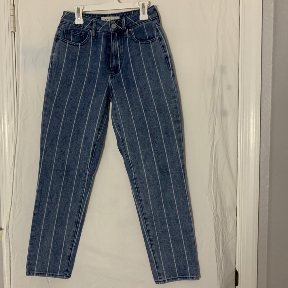 Striped mom fit jeans